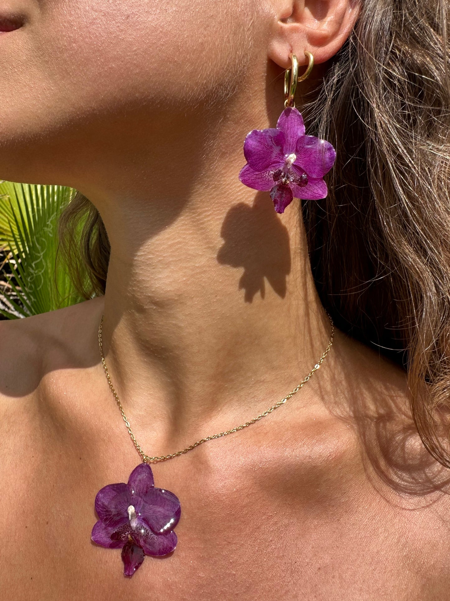 Real Purple Orchids Jewelry Set