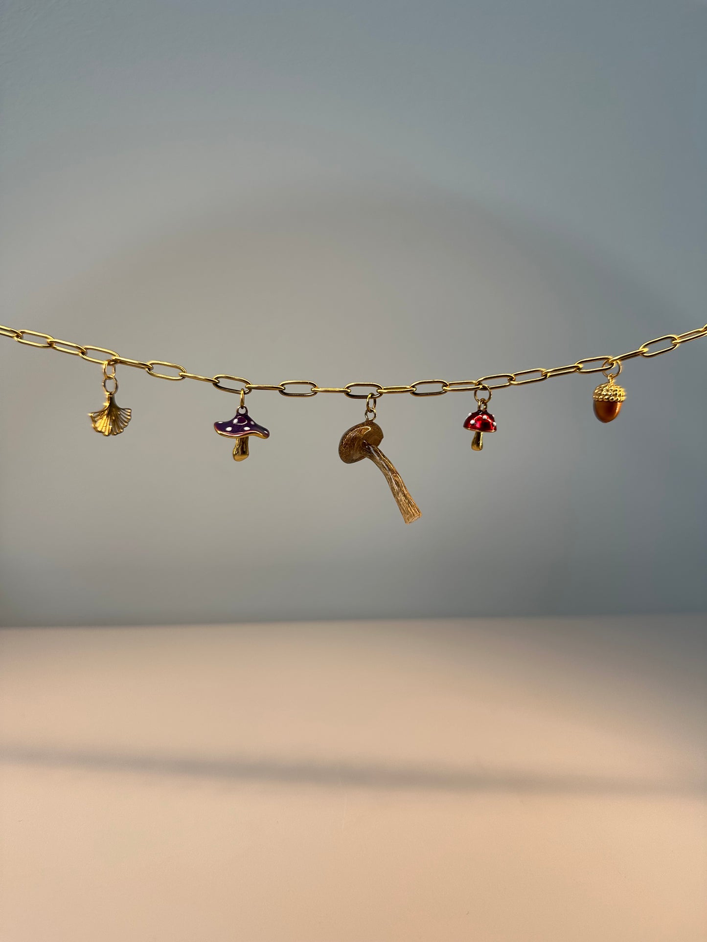 Real Mushroom Charm Necklace