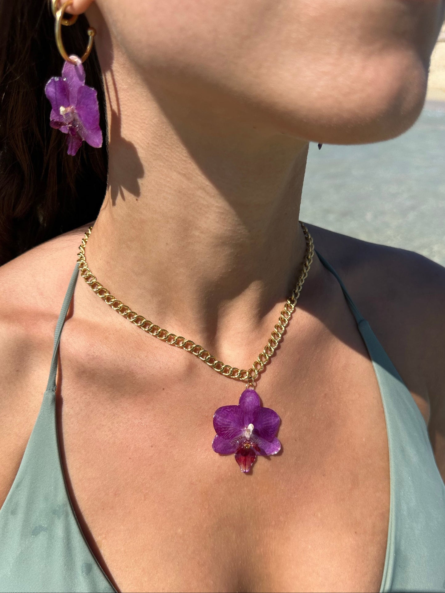 Real Orchid Chain Necklace