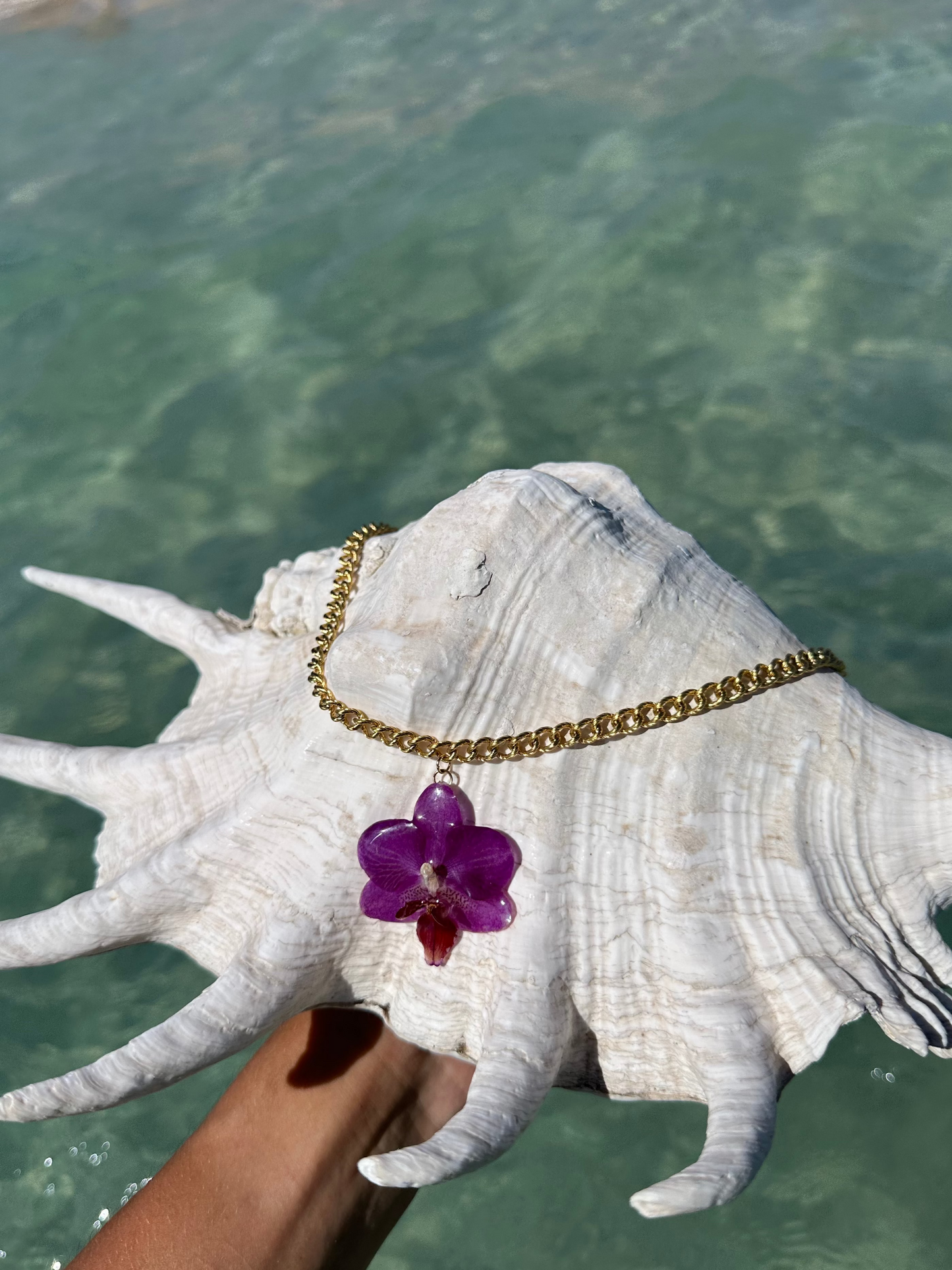 Real Orchid Chain Necklace
