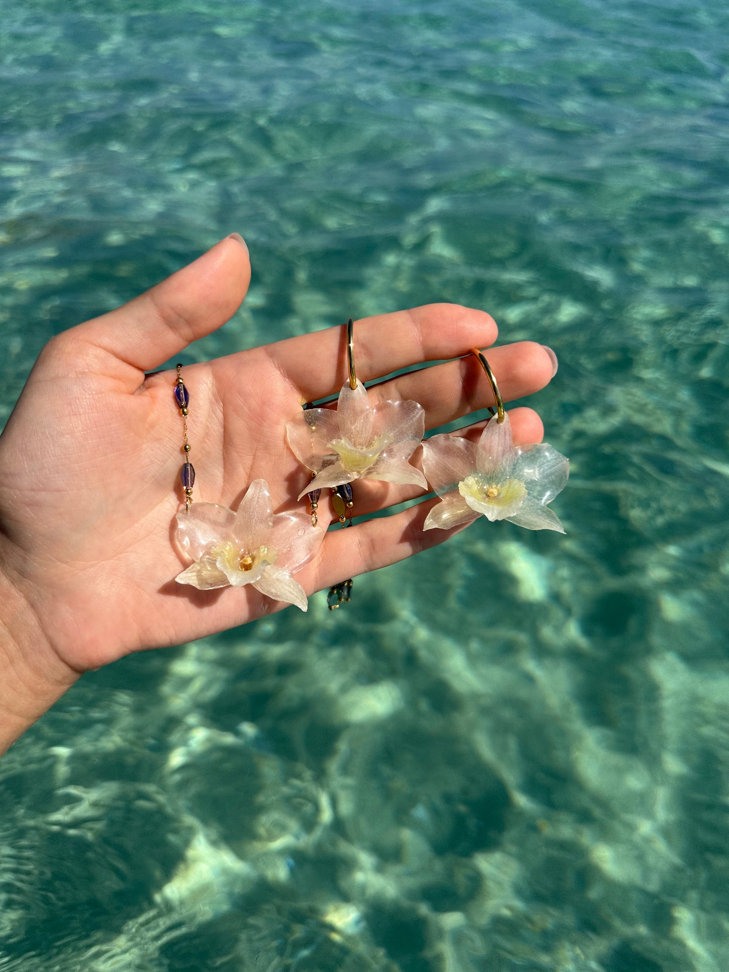 Real Dendrobium Orchid Jewelry Set