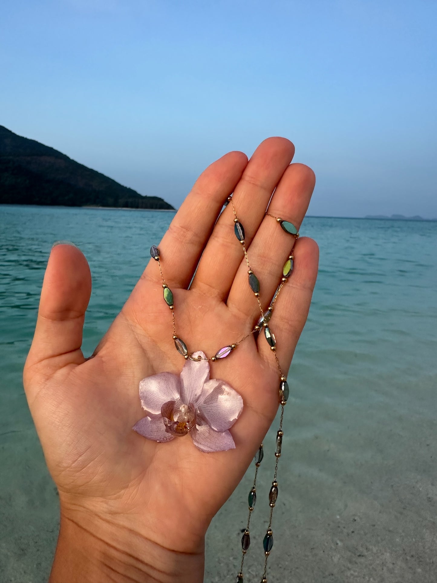 Real Pink Orchid Necklace